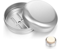 2 stuks aluminium zeepblikjes voor op reis - waterdicht - metalen zeepbakje met afdruiprooster - scheerzeep - zeepbox - vaste shampoo voor thuis en camping - rond