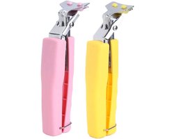 2 stuks anti-hot clip multifunctionele roestvrijstalen schotel klem kom clip anti hot tong pot pan grijpers keuken tool(Roze)