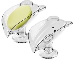 2-stuks anti-slip Zeepbakje - Met afvoerfunctie - Zeepbak in de vorm van een beer - Staand ontwerp - Gemakkelijk schoon te maken - Zeepbak met zuignap - Geschikt voor douche, badkamer, keuken gootsteen - Transparant