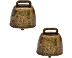 2 stuks antieke stijl metalen koeienbellen, super luid paard schapen koperen klokken, vee boerderij dier messing bellen, metalen huisdierklokken bronzen bel (groen brons)