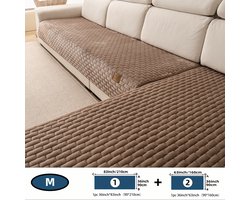 2 Stuks Antislip Bankkleed Set 90x210cm + 90x160cm, Bankhoes voor 5 Zits Hoekbank, Bankovertrek, Bankbeschermer, Machinewasbaar,Pluche Zacht Stof, Meubelbescherming voor Woonkamer, Koffie Kleur