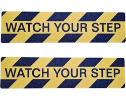 2 STUKS - Antislipsticker Waarschuwingssticker Trap - Antisliptape - Geel/Zwart - 59,5 x 15,0 cm - Waterdicht - Veiligheid Sticker voor Thuis, Kantoor & Bedrijf