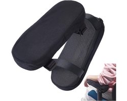 2 stuks - Armleuning Kussen - Elleboog Kussen - Armpads - comfortabele armleuninghoezen - afneembare armleuningkussens - polyester armleuningkussens - voor bureaustoelen, autostoelen en gamestoelen - 23.5*7.5*3cm - zwart
