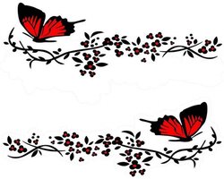 2 stuks - Auto sticker - Autostickers - vlinder bloem stickers - PET - zwart en rood - 30*11 cm - Niet-reflecterend -voor body hood woondecoratie