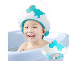 2 stuks Baby Douche Cap Shampoo Cap voor Kinderen Baby Haar Wassen Shield Verstelbaar Bad Vizier Gezichtsschild voor Peuter Kids Jongens Meisjes Douche Hoed om Water in Ogen te stoppen Dinosaurus，bluw