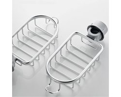 2 stuks - badkamer opslag - Plank Douche Zonder Boren - Ruimtealuminium - Zeephouder Douche - Douchegelhouder Zonder Boren - Doucheplanken voor Bad & Keuken Accessoires - Helder zilver - 18x10.8x4.5cm