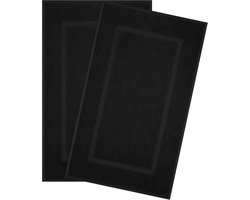 2 stuks badmatten 50,8 x 86,4 cm 100% katoen antislip, zacht, absorberend, machinewasbaar, zwarte handdoek, badmat