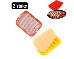 2 stuks - Bakvormen - Voedselveilig Siliconen Worstvorm - Gezonde Snack Maker - Herbruikbare Mal voor Zelfgemaakte Hotdogs， Worstjes en Fingerfood - Oranje en geel