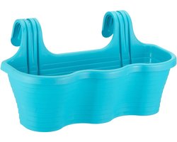 2 Stuks balkonbak turkoois bloempot plantenbak kruidentuin 10L Turquoise rechthoekige met haken