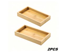 2 stuks Bamboe pallet - Multifunctionele Organizer Lade voor Keuken, Badkamer & Bureau - Natuurlijk Bamboe Hout-Multifunctionele houten pallet