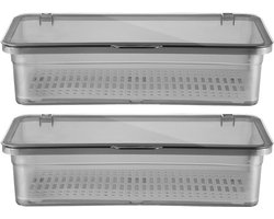 2 stuks bestekbak afwatering bestekbak Clamshell type bestekhouder eetstokjeshouder servies opbergmand keukenlade organizer met deksel