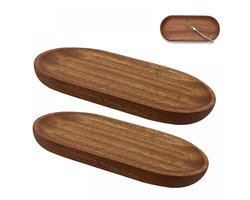 2 stuks - Bestekhouder - 18*10 cm - Dienblad - Keuken Lepelhouder - natuurlijke retro houten keuken lepelhouder - keukenhulpmiddel houder - houten platen - voor op het aanrecht - voor spatels, lepels, tangen en andere keukenhulpen - bruin
