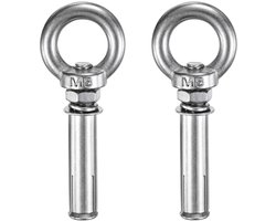 2 Stuks Betonnen Ankers met Oog M8 x 60mm RVS 304 voor Muurbevestiging, Tuinaccessoires en Kledinglijn