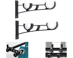 2 stuks beugel - gordijnroede beugel - kastroede beugel - hefboom basis - metalen beugel - bevestigingsaccessoires - geschikt voor het bevestigen van gordijnroedes, kastroedes (zwart, 19,5*9 cm)