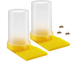 2 stuks - Bijendrinker - Voederbak voor bijenkorf - Bijendrinkstation - Imkeruitrusting - Duurzaam - Geel - Voor buiten, tuin en erf