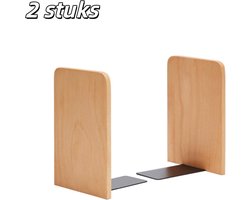 2 stuks - Boekensteunen - Hout - Berkenhout - Antislip - Geschikt voor boekenplanken/cd-rekken - Stevig en duurzaam - Geel