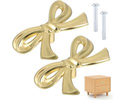 2 Stuks Boogvormige Ladeknoppen van Messing, Decoratieve Handgrepen voor Kasten, Dressoirs en Keukens