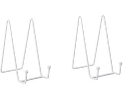 2 stuks - Bordenstandaard - Display - Houder - Sierborden - Boeken - Fotolijstje standaard - Borden - Rek - Keukenkast - Metaal - wit - 7.5*14 cm