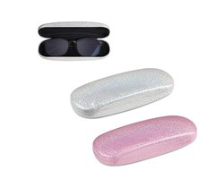 2 stuks - Brillenkoker - Brillenkoker met glitterharde schaal - Harde brillenkoker - PU-leer - Antikras - Oogverblindende glanzende brillenkoker - Draagbaar - 16 cm x 6 cm x 3,6 cm - Geschikt voor mannen, vrouwen, meisjes, reizen, studeren en werken