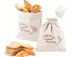 2 stuks broodzakken, 38 x 30 cm broodopbergzakken - TPU gevoerd - verlengen de houdbaarheid, broodzakken voor zelfgemaakt brood, herbruikbare linnen broodzak, kan worden gebruikt om brood