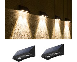 2-stuks Buitenzonnewandlamp - LED-lens heklamp - IPX4 waterdichte buitenwandlamp - Twee LED - Warm licht - LED-lensontwerp - Zeer efficiënt en energiezuinig - Geschikt voor veranda's, hekken, patio's, trappen en achtertuinen - Zwart