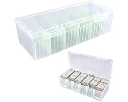 2 stuks Cable Storage Box, Transparent, 23.5 x 9.5 x 6.8 cm, Data Cable Storage Box, with 5 Removable Separation Shelves, Cable Sorting Box, Cable, Organiser, Box
