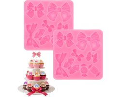 2 stuks - Chocolade strikvorm - Mini siliconen strikvorm - Snoepvorm - Roze - Strikfondantvorm - Roze - 8,8*8,8 cm - Geschikt voor lijm, kleidecoratie, ornamenten, bakken