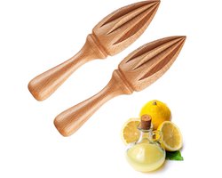 2-stuks citroenpers - Citruspers -Limoenpers - Handpers - Houten sapcentrifuge - Sapcentrifuge - Keukengereedschap - Geschikt voor citroenen, limoenen, mandarijnen, bars, cafés, restaurants - Houtkleur