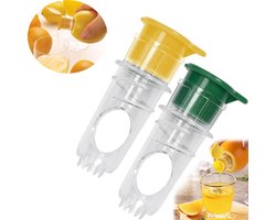 2 stuks Citruspers - Citroenpers - Limoenpers - Handcitruspers - Citrusknijper - Limoenknijper - Sinaasappel juicer - Citrusknijper - Handmatige Fruitpers - Plastic Fruitpers - Handmatige Citroenpers - Keukengereedschap - Geel en groen