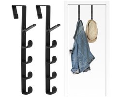 2 stuks deurhangers, zwarte deurhaak, kunststof deurhaakhanger voor slaapkamer, kleding, handdoeken, hoeden, tassen