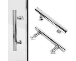 2 stuks - Deurkruk - Deurgreep - Handgreep - Douchedeurgreep - Badkamerdeurgreep - Glazen deurgrepen - Schuifdeurgreep - gatafstand 145 mm - roestvrijstalen vervangende deurgrepen - voor douchecabines, schuifdeur, duw-trek glazen deur - zilver