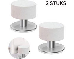 2 stuks - Deurstopper - Deurbeschermer zonder ponsen - RVS - Deurbuffer met rubberen bescherming - Ø4 x 4.2 cm - Stille antibotsingsdeur - Geschikt voor binnen- en buitendeuren（Wit）