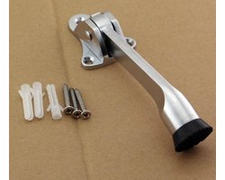 2 stuks deurstoppers - garagestopper - deurvastzetter - metaal met rubber voet - voetbediening - buiten en binnenhuis