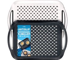 2 Stuks Dienblad Rechthoekig, Anti-slip Dienblad, Diep dienblad met antislip Met handvatten