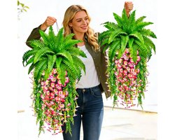 2 Stuks, Diy Decoratie Van Kunstmatige Varens, Kunstmatige Plant Muur Opknoping Kunstmatige Bloem Plant Muur, Kunstmatige Bloem Decoratie Geschikt Voor Tuin Veranda Plastic Planten, Geschikt Voor Binnen En Buiten