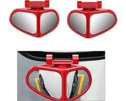 2 Stuks Dodehoekspiegel, voor Auto's, Vrachtwagens, SUV's, Rood | ABS + Glas, Draaibare Voet, 360° Draaibaar, Niet universeel, Zelfklevend,Helpt het Risico op Krassen en Stoten te Verminderen