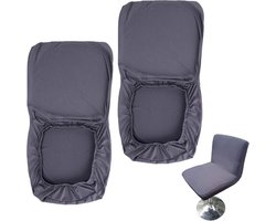 2 stuks donkergrijze barkruk hoezen met rugleuning hoes stretch stoelhoes voor korte draaistoel eetkamerstoel rugleuning barkruk stoel