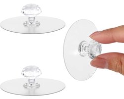 2 Stuks Doorzichtige Kristallen Kastknoppen in Diamantvorm voor Keuken, Badkamer en Meubel Deuren - Zelfklevend en Verwijderbaar zonder Boren