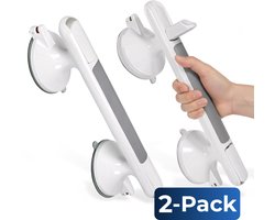 2 Stuks Douche Handgreep met Zuignap - Wandbeugel Badkamer - Toiletbeugel - Douchebeugel - Veiligheidsgreep - Douchegreep zonder boren voor ouderen en kinderen - 130KG trekvermogen - 33CM