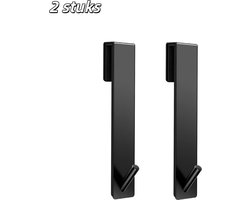 2 stuks - Douchedeurhaken - Handdoekenrek - Verlengde deurhaken - Geschikt voor frameloze glazen douchedeuren - Stevige kapstokhaken - 17.5 x 2.5 cm - Zwart