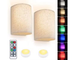 2 stuks draadloze wandlampen - USB oplaadbaar - met afstandsbediening - Dimbaar