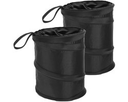 2 stuks - Draagbare auto-prullenbak - Opvouwbare auto-prullenbak - Oxford-stof - Auto-accessoires - 16x16x20cm - Zwart