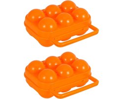 2-stuks draagbare eierbewaardoos - Eierrekje voor buiten - Eierbewaa rcontainer - Voedselcontainer - Eierhouder - Met veerslot - Veilig mee te nemen - Geschikt voor picknick, kamperen, vissen, barbecueën en reizen - Oranje