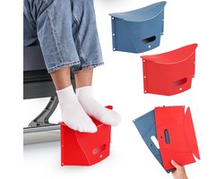 2 stuks - Draagbare opvouwbare kruk - Draagbare voetensteun - Multifunctionele draagbare handmand - Voor kamperen, vissen, picknicks, enz - Rood en blauw