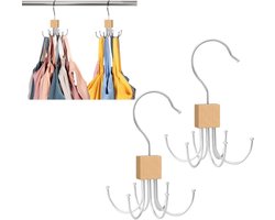 2 stuks Draaibare vestenhanger - houten opbergmodel - bh-rek - accessoirerek - 9,45 cm × 14,22 cm - geschikt voor kledingkasten in studentenkamers - natuurlijke houtkleur