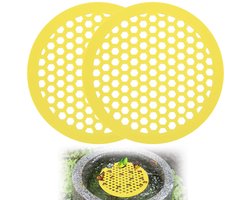 2 stuks drijvend bijeneiland - tuinbijenwaterbak - ronde bijendrinkbak - tuinbijen-, vlinder- en insectenwaterbak - perfect voor buitentuinen, op patio's en zonnige plekken - geel