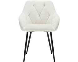 2 Stuks Eetkamerstoelen - Gestoffeerde Keukenstoelen met Rugleuning en Armleuningen - Metalen Poten - Voor Woonkamer, Kantoor of Kaptafel