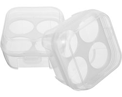 2 stuks eierdozen met deksels - Eierdoos voor buiten - Draagbaar eierrek - Eierhouder - Schokbestendig eierrek - Met haak - Eierbewaardoos - Geschikt voor kamperen, picknick, reizen, keuken, koelkast - 4 compartimenten - Transparant