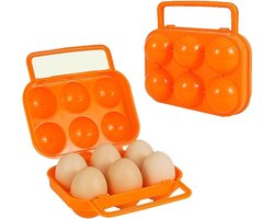 2 stuks - eierhouder - eierdoos - Eier Bewaardoos voor buiten - Eierverdeler - Draagbaar eierrek - Geschikt voor 6 eieren - Voor in de keuken, op reis en tijdens het kamperen - Oranje