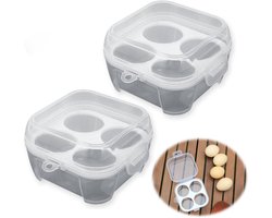 2 stuks - Eierrek - Eierdoos kunststof - 4-vaks eierdoos met sluiting - Eierbeschermdozen - 9,5x8,6x6,5cm - Keukenopbergen - Herbruikbare eierrekken voor kamperen, picknick en op reis